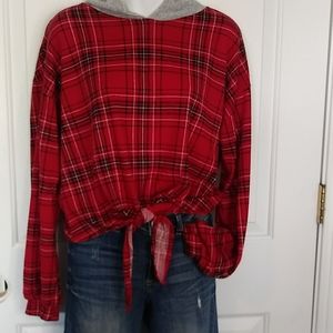 Cropped plaid hoodie